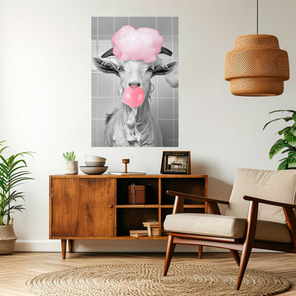 BUBBLEGUM BOVINE BLISS vertikal affisch med självhäftande motiv