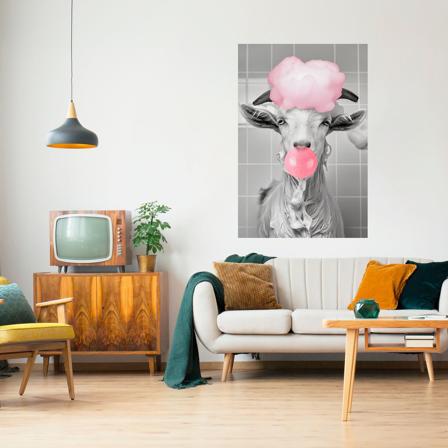 BUBBLEGUM BOVINE BLISS vertikal affisch med självhäftande motiv