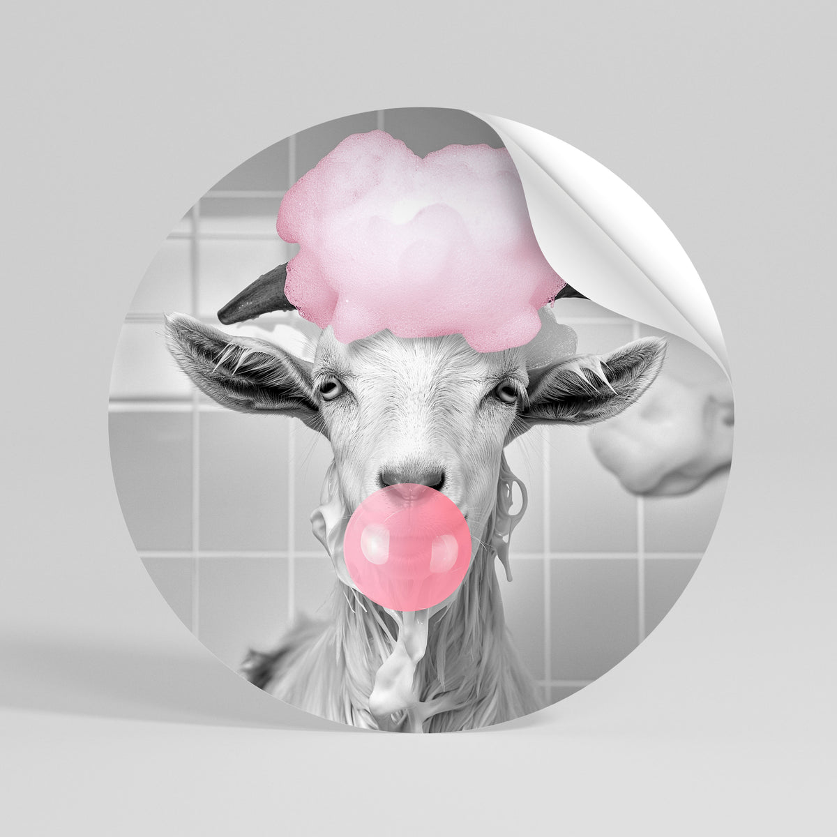 BUBBLEGUM BOVINE BLISS Rund väggdekal