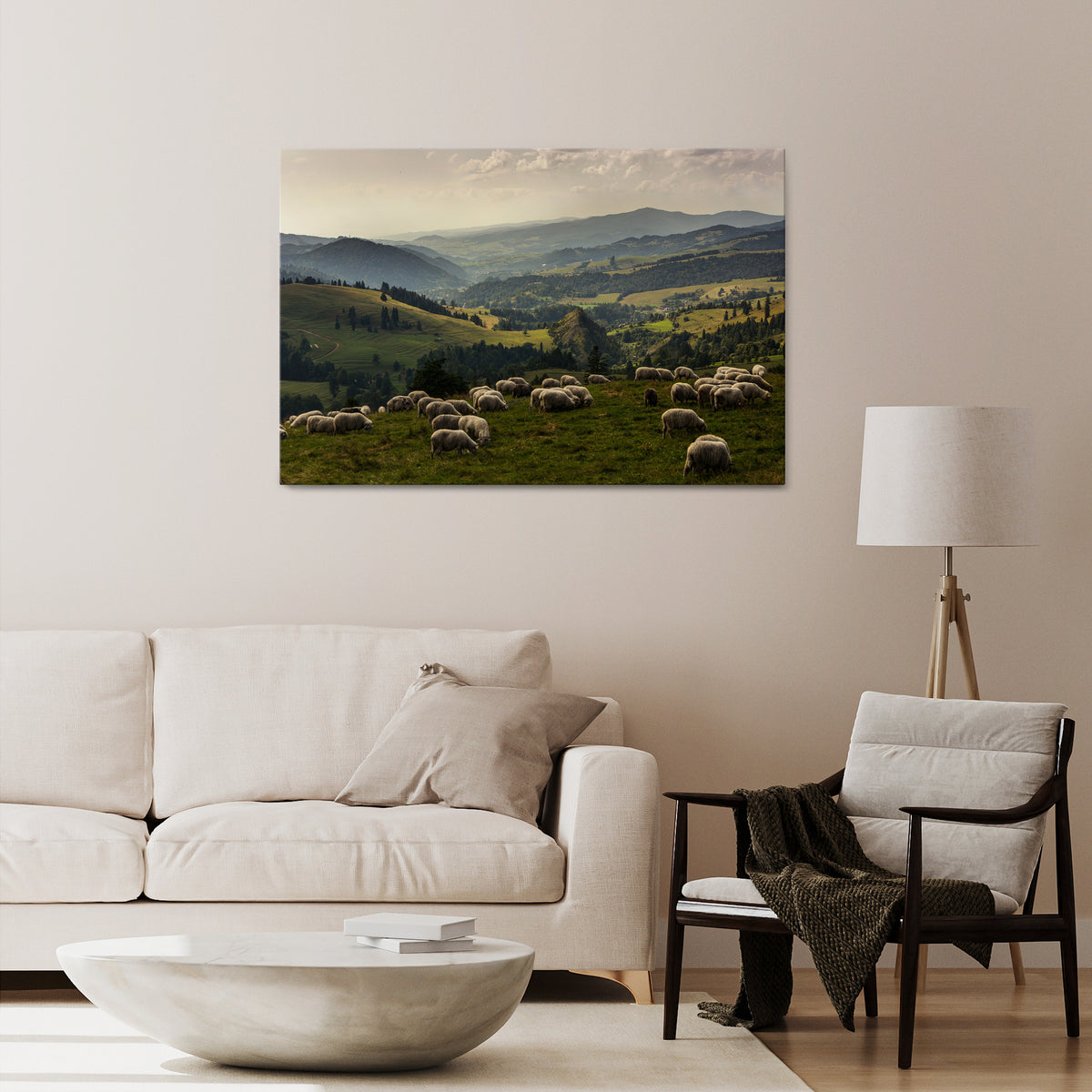 SHEEP IN SERENITY Horizontal Canvas Print