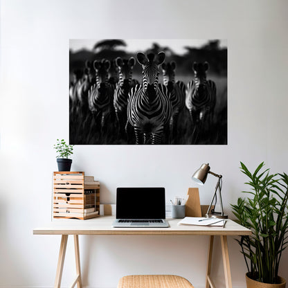 Randig Symphony Saga, horisontell poster med självhäftande text