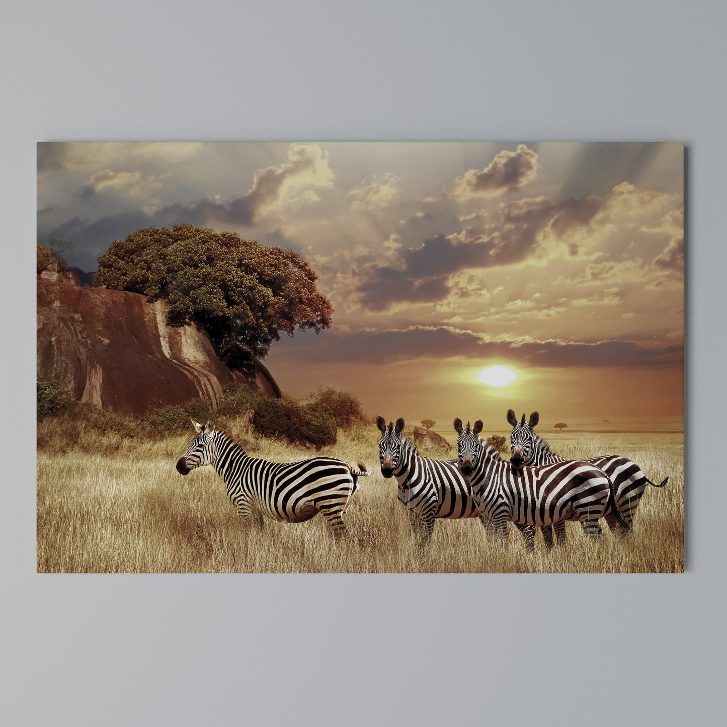 ZEBRA SUNSET SERENADE Horizontal Canvas Print