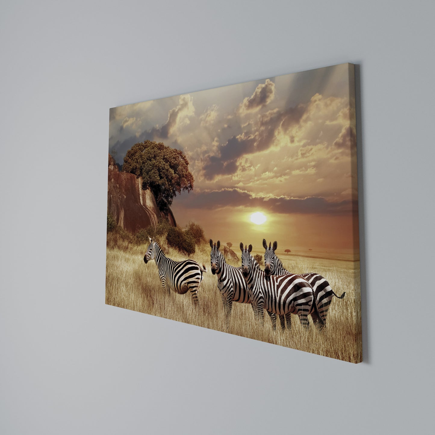 ZEBRA SUNSET SERENADE Horizontal Canvas Print