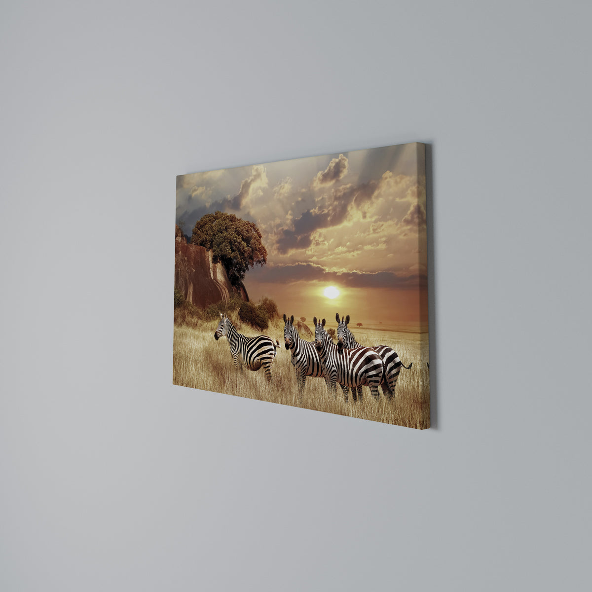 ZEBRA SUNSET SERENADE Horizontal Canvas Print