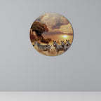 ZEBRA SUNSET SERENADE Round Wall Art