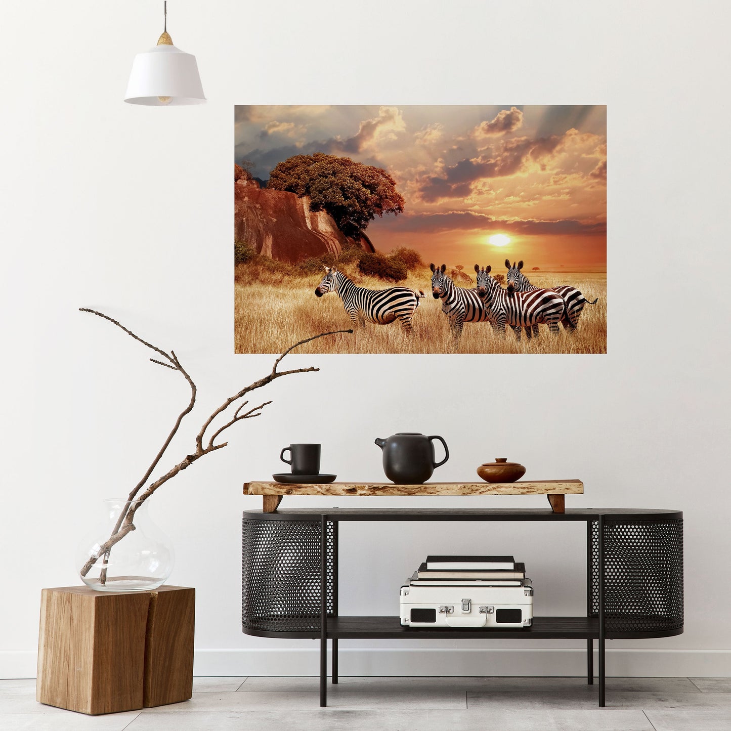 ZEBRA SUNSET SERENADE Peel and Stick Horizontal Poster