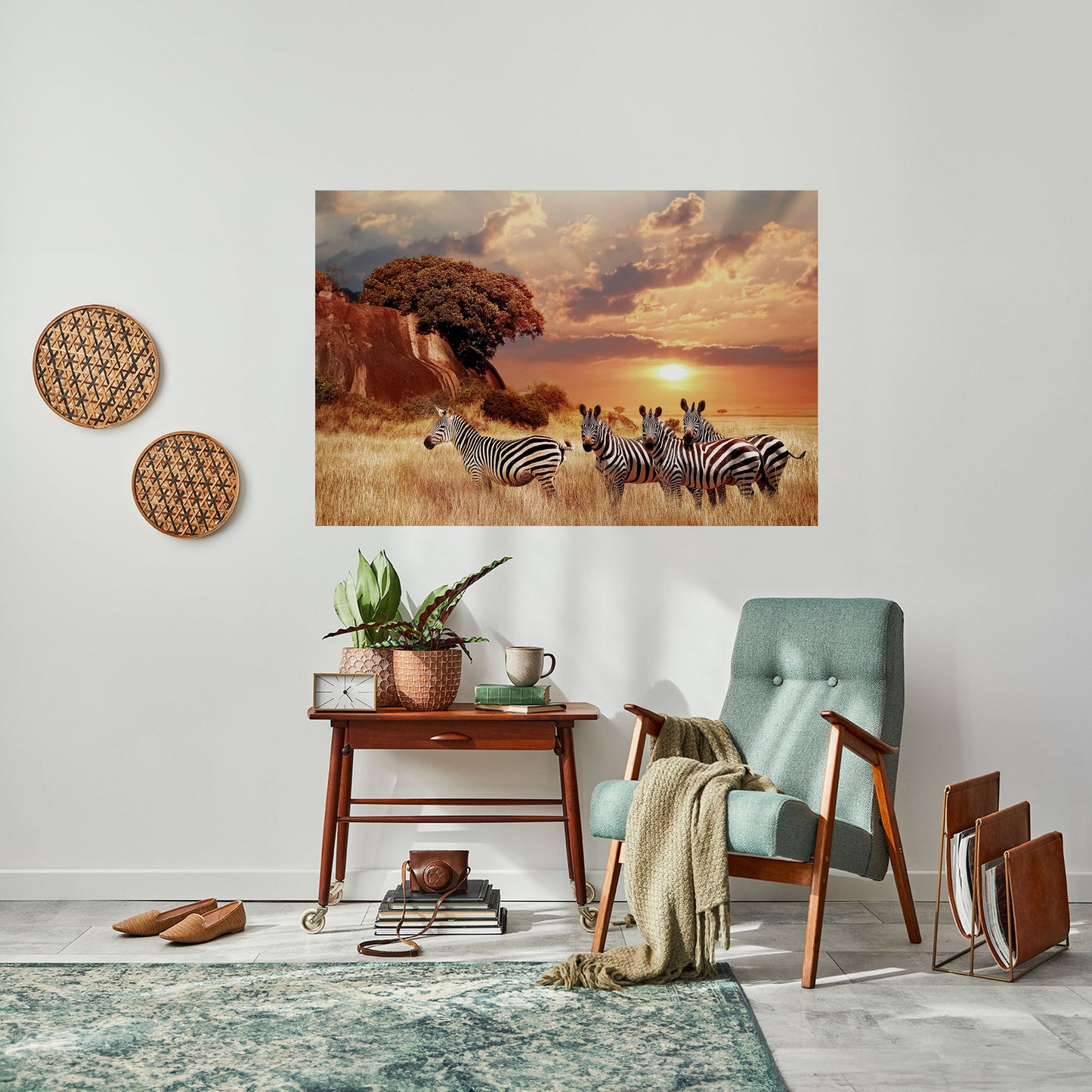 ZEBRA SUNSET SERENADE Peel and Stick Horizontal Poster