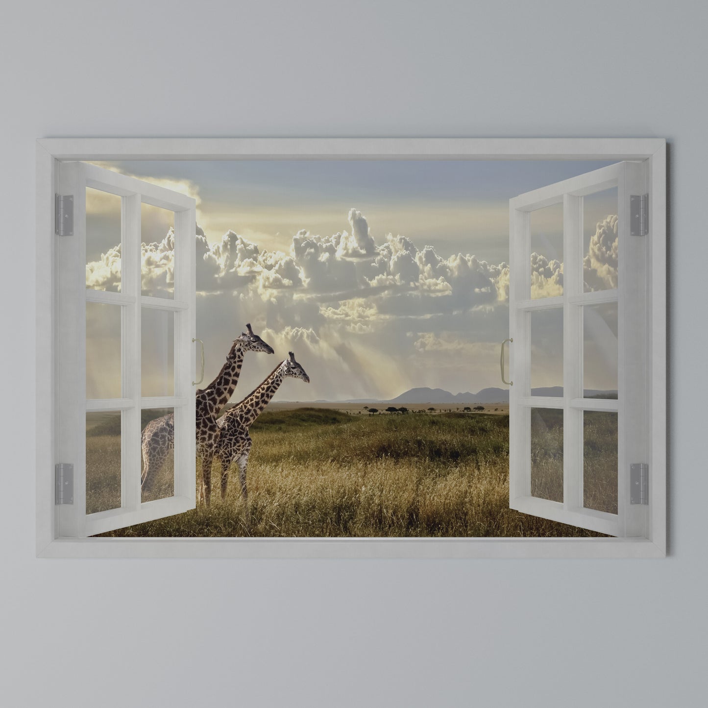 GIRAFFE GAZE WINDOW Horizontal Canvas Print