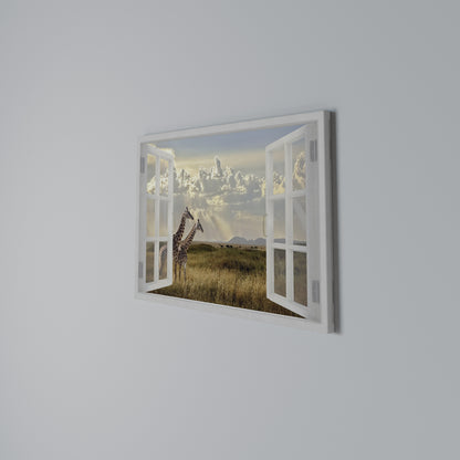 GIRAFFE GAZE WINDOW Horizontal Canvas Print