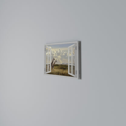 GIRAFFE GAZE WINDOW Horizontal Canvas Print