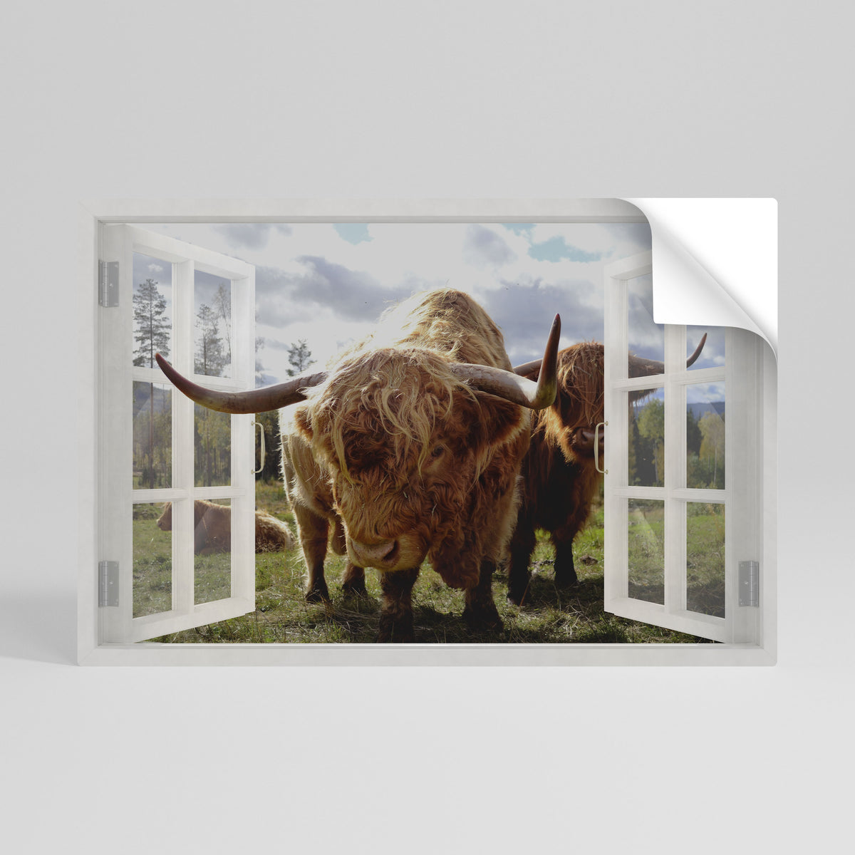 BOVINE WINDOW VISTA Självhäftande Horisontell Poster