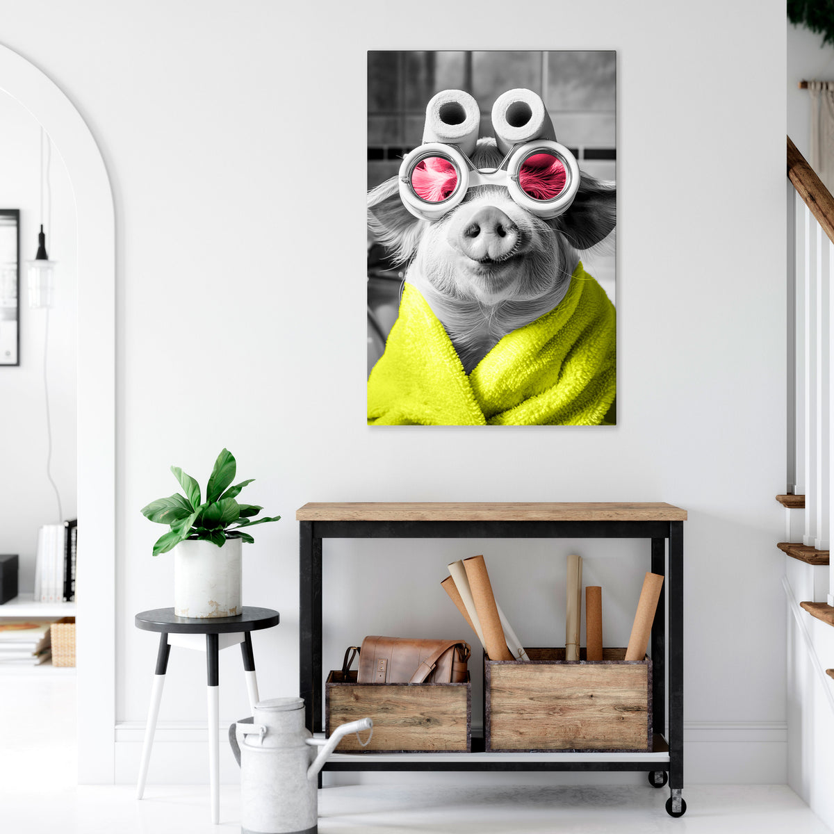 MORNING PIGLET Vertical Canvas Print
