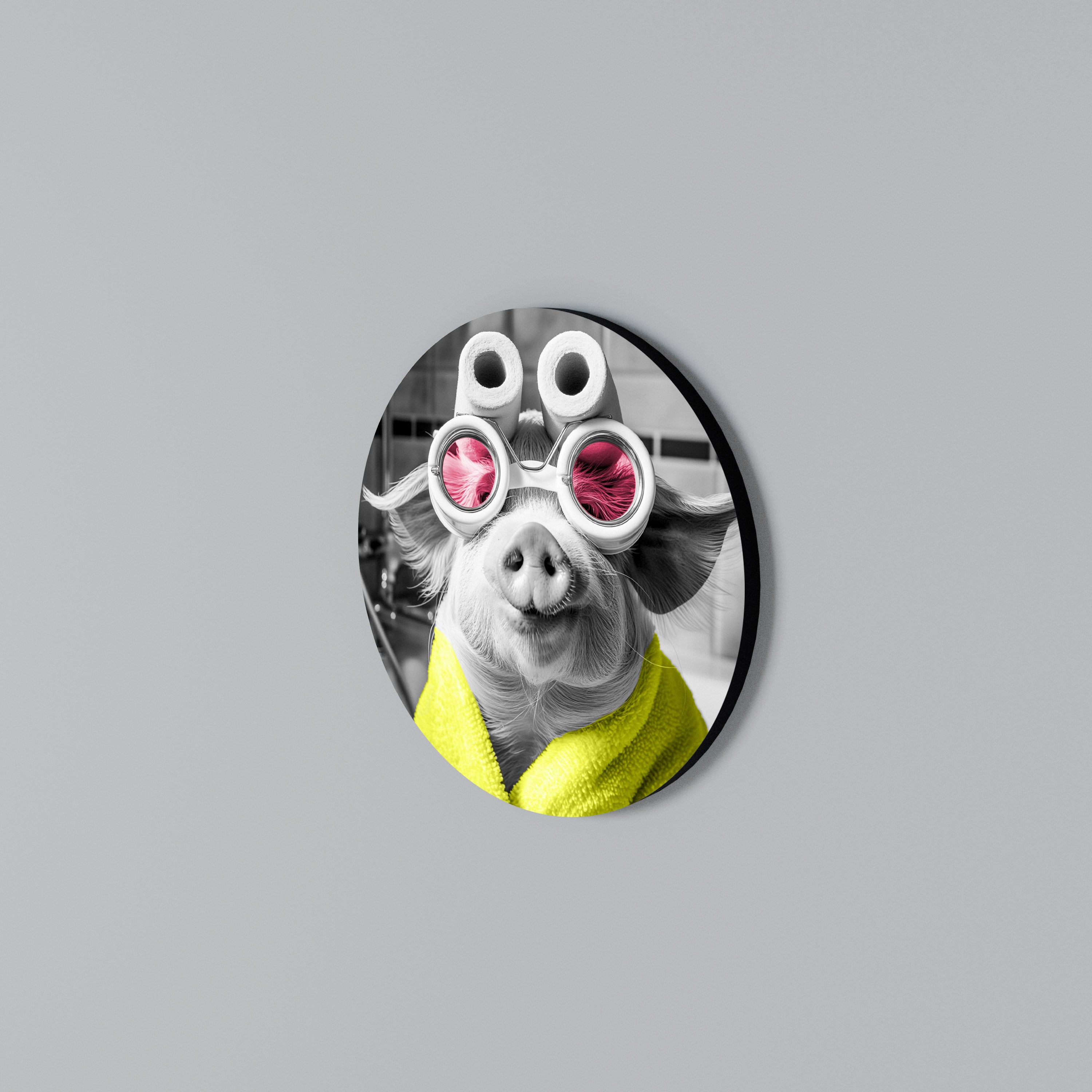 MORNING PIGLET Rund väggdekor