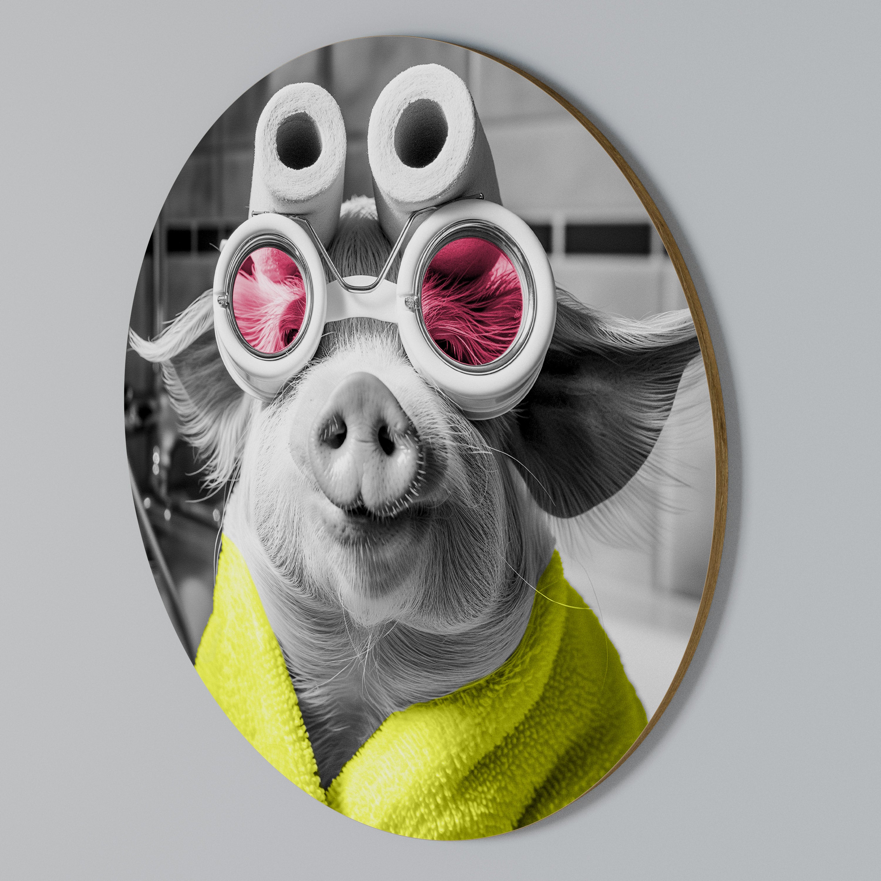 MORNING PIGLET Rund väggdekor