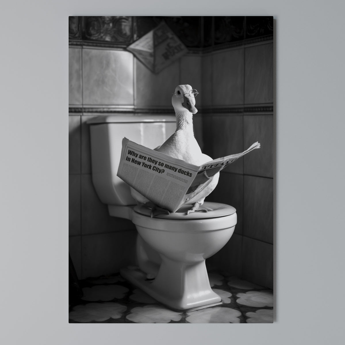 DUCKS IN THE CITY Vertical Canvas Print