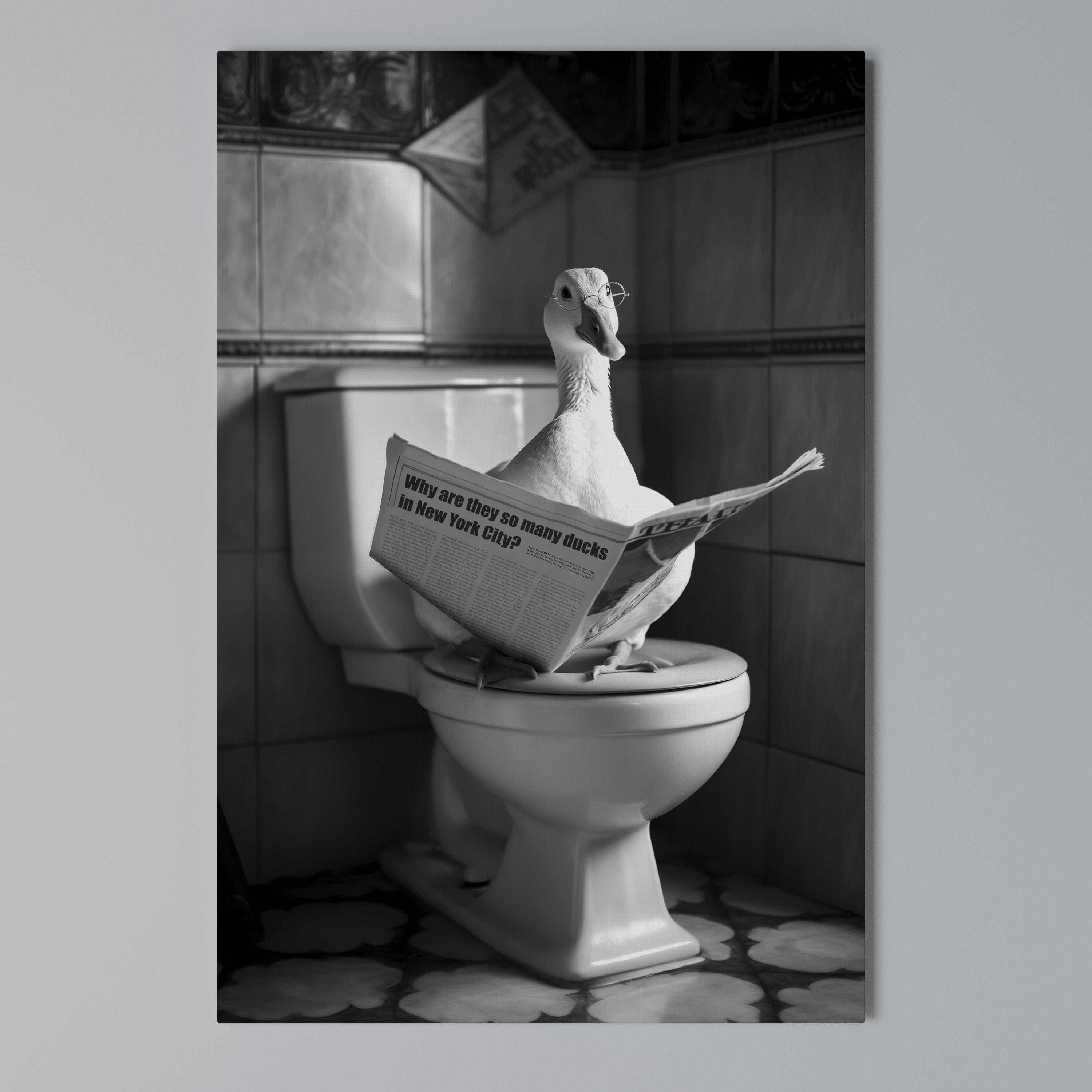 DUCKS IN THE CITY Vertical Canvas Print