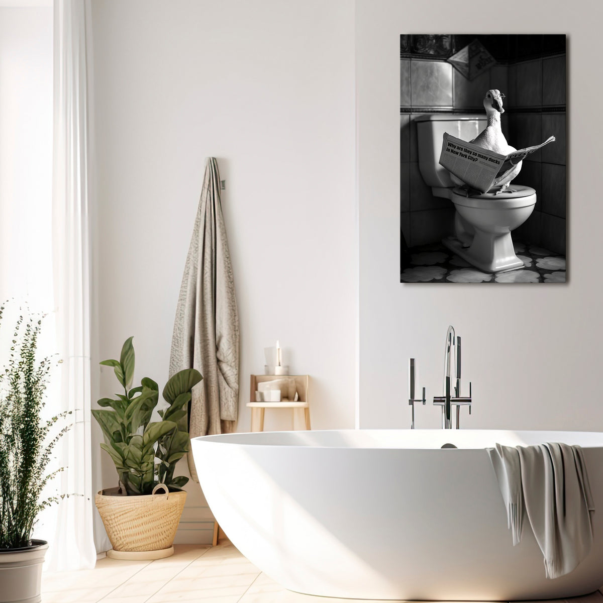 DUCKS IN THE CITY Vertical Canvas Print