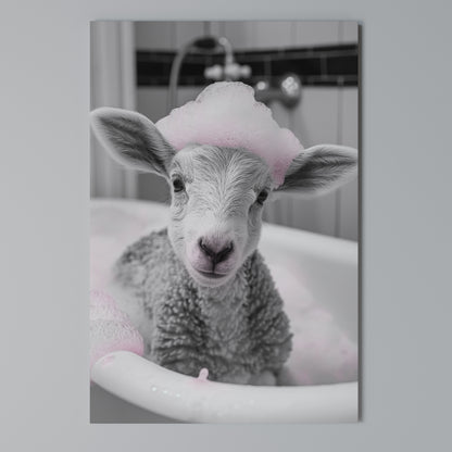 PINK CLOUD BATH TIME Vertical Canvas Print