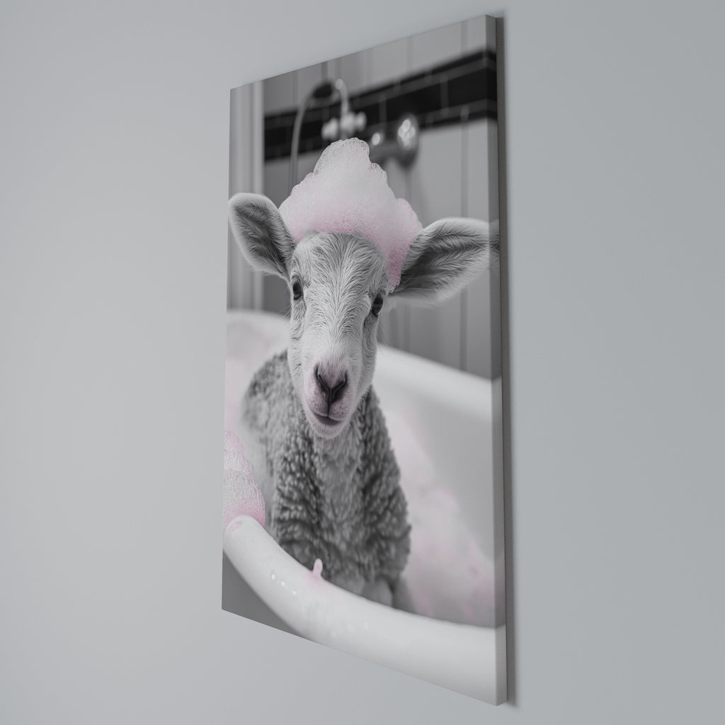 PINK CLOUD BATH TIME Vertical Canvas Print