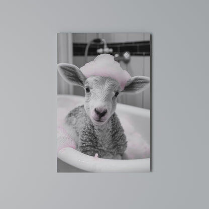 PINK CLOUD BATH TIME Vertical Canvas Print
