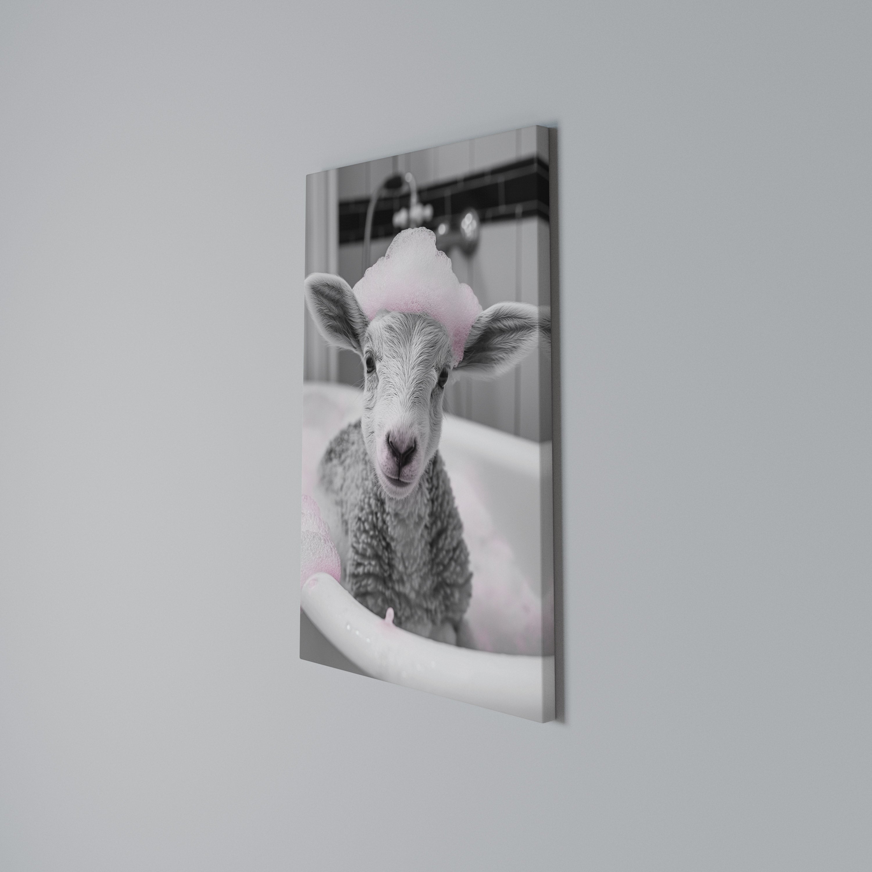 PINK CLOUD BATH TIME Vertical Canvas Print