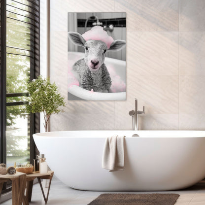 PINK CLOUD BATH TIME Vertical Canvas Print