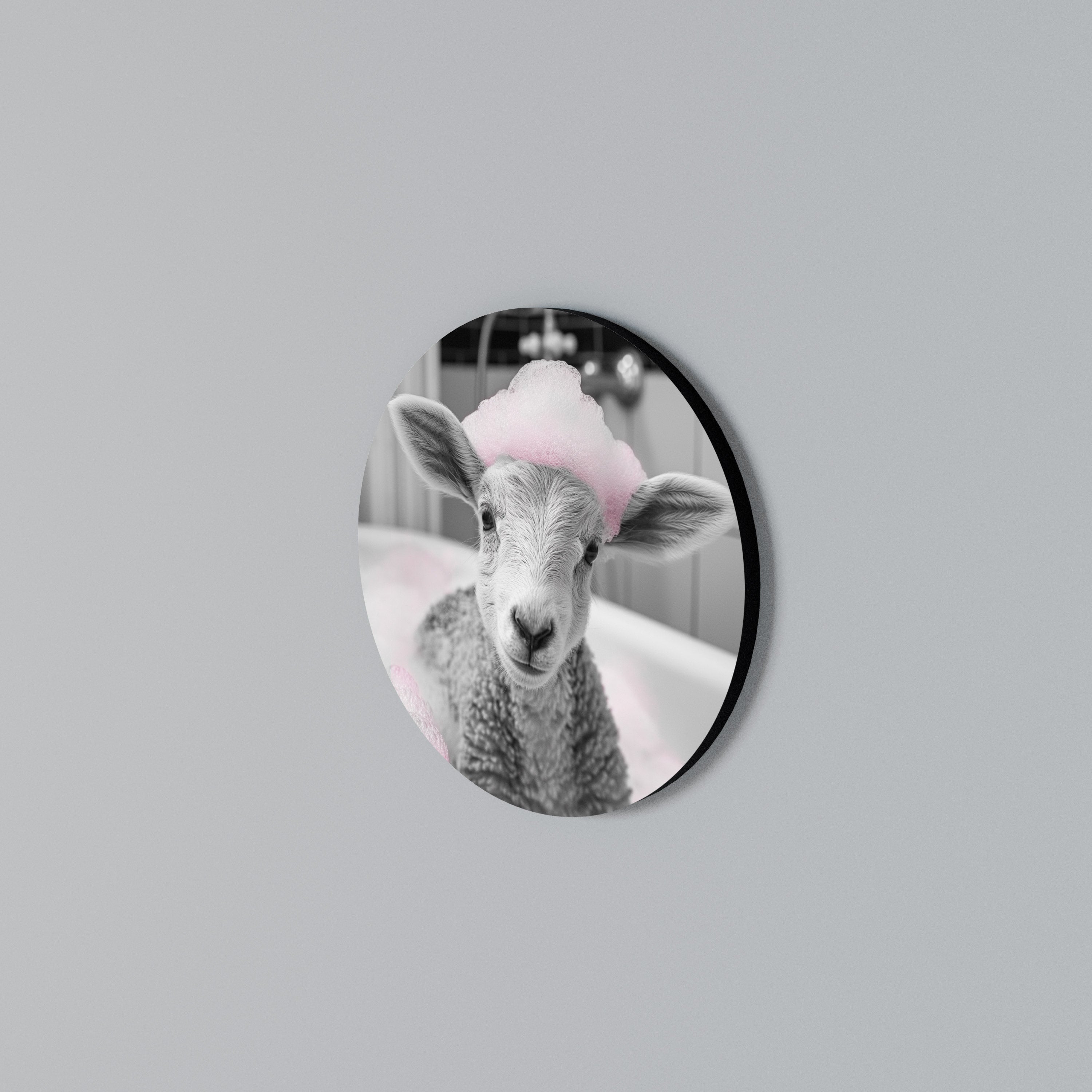 PINK CLOUD BATH TIME Rund väggdekor