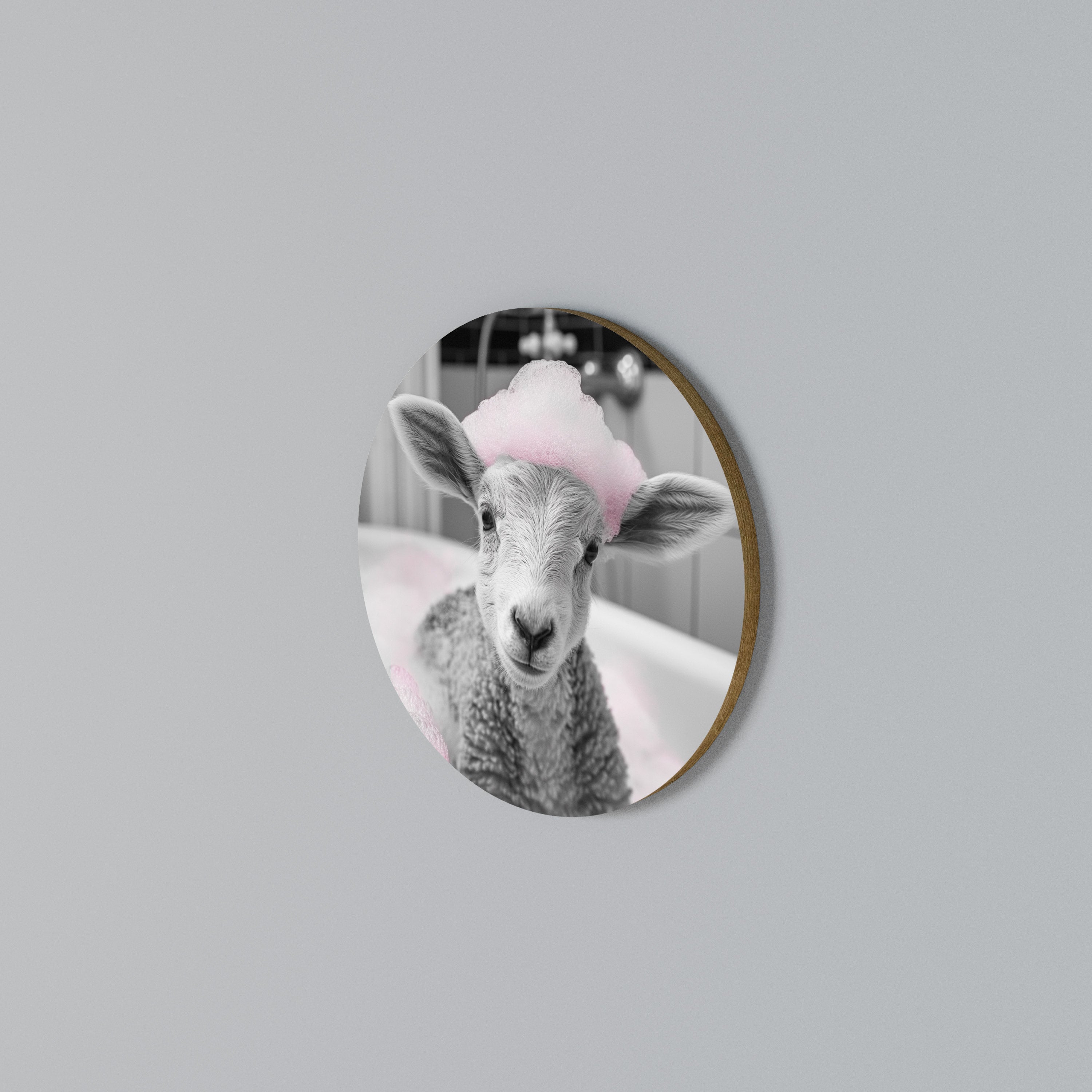 PINK CLOUD BATH TIME Rund väggdekor