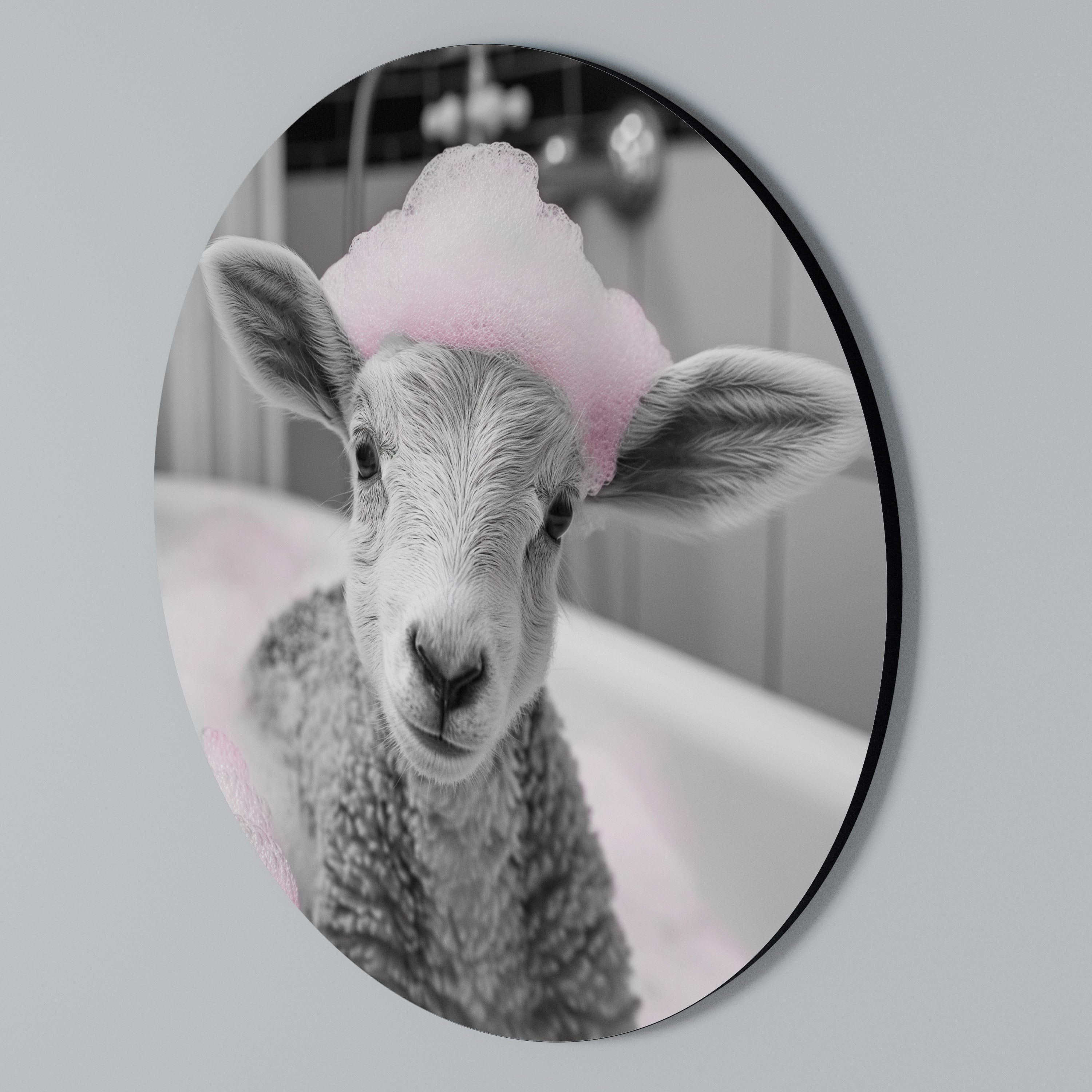 PINK CLOUD BATH TIME Rund väggdekor