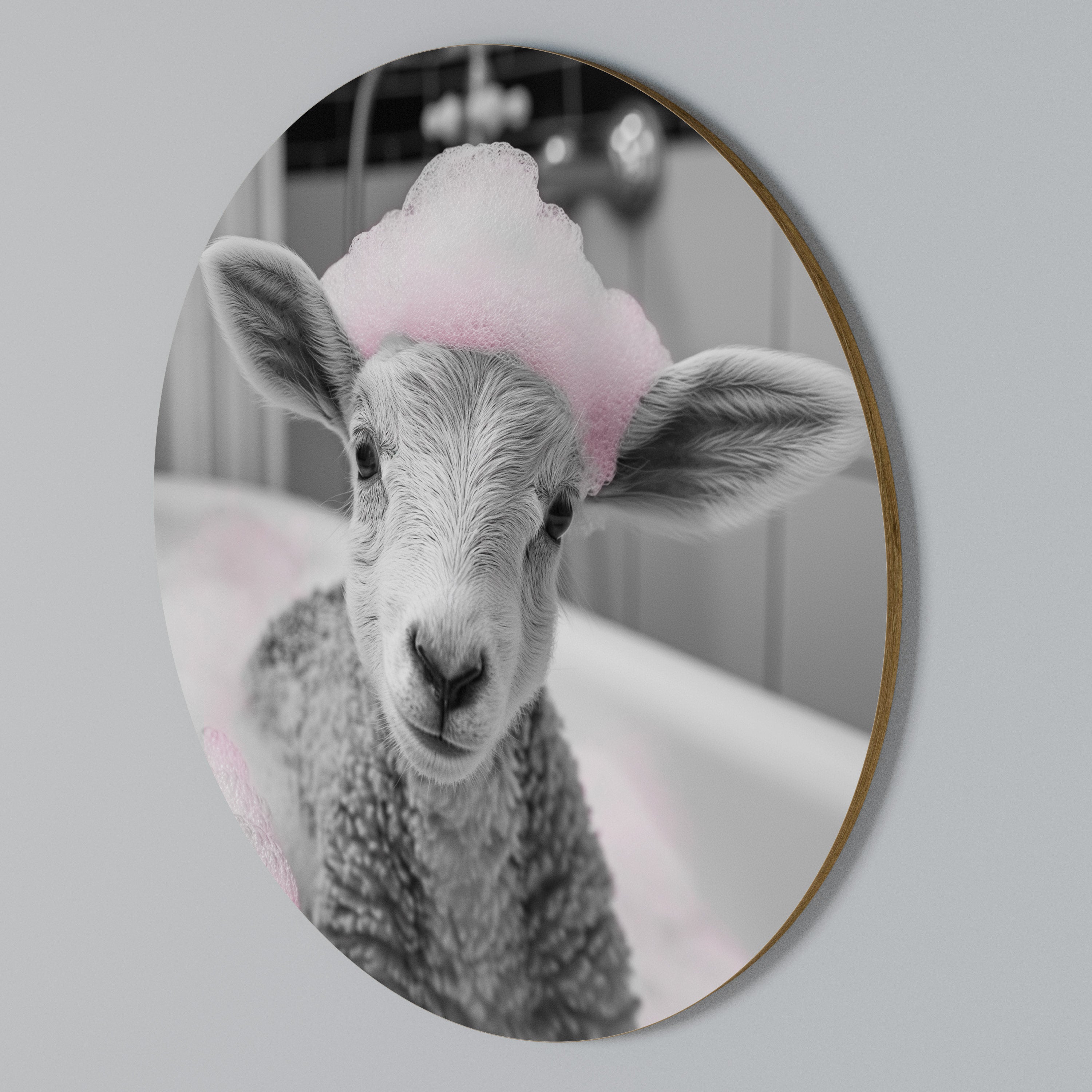 PINK CLOUD BATH TIME Rund väggdekor