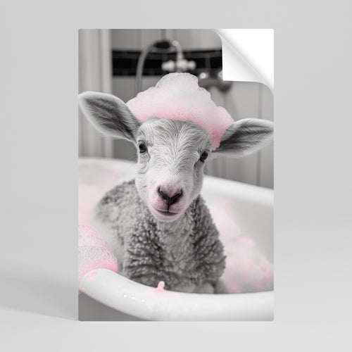 PINK CLOUD BATH TIME Peel and Stick Vertical Poster