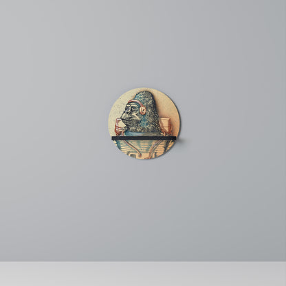 GORILLA GROOVE Round Art Shelf In Black Finish