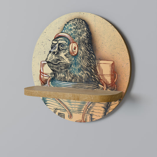 GORILLA GROOVE Round Art Shelf In Oak Effect