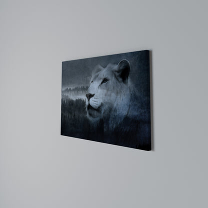 LION'S HARMONY IN BLUE Horizontal Canvas Print