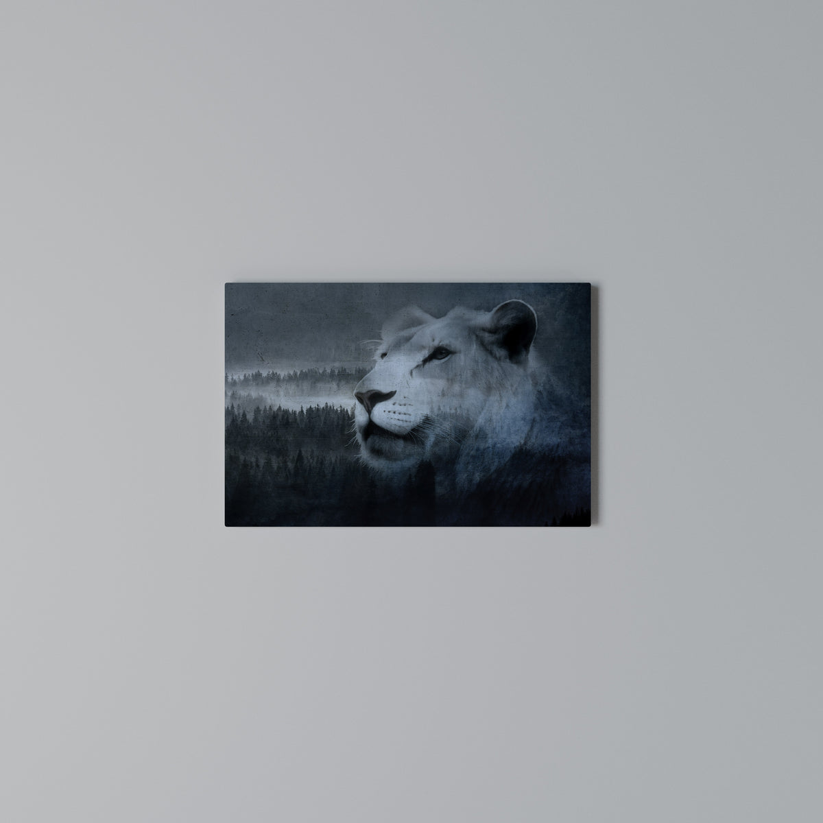 LION'S HARMONY IN BLUE Horizontal Canvas Print