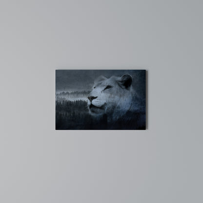 LION'S HARMONY IN BLUE Horizontal Canvas Print