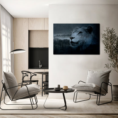 LION'S HARMONY IN BLUE Horizontal Canvas Print