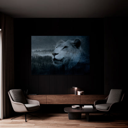 LION'S HARMONY IN BLUE Horizontal Canvas Print
