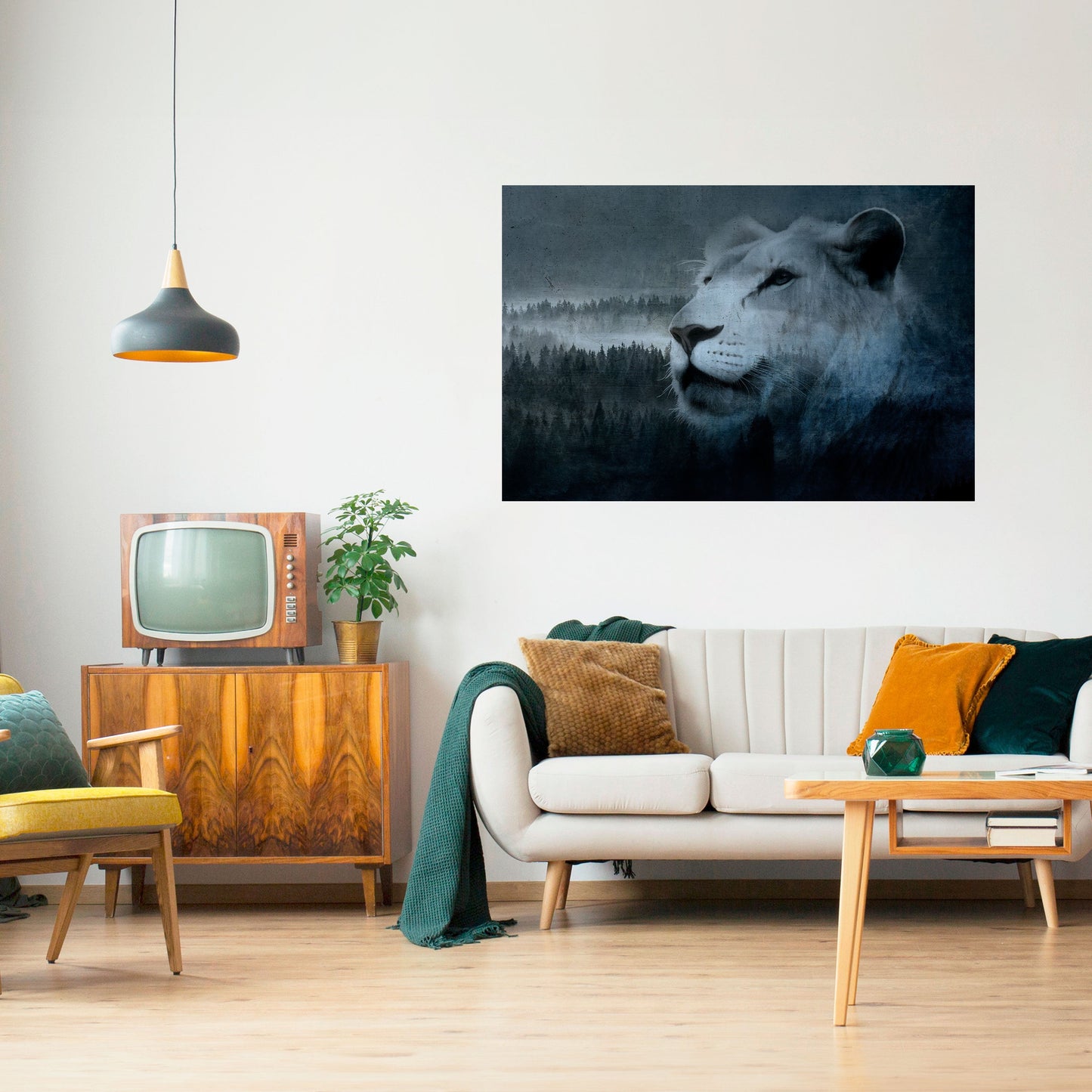 LEJONS HARMONI I BLÅTT, självhäftande poster