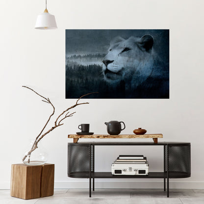 LEJONS HARMONI I BLÅTT, självhäftande poster