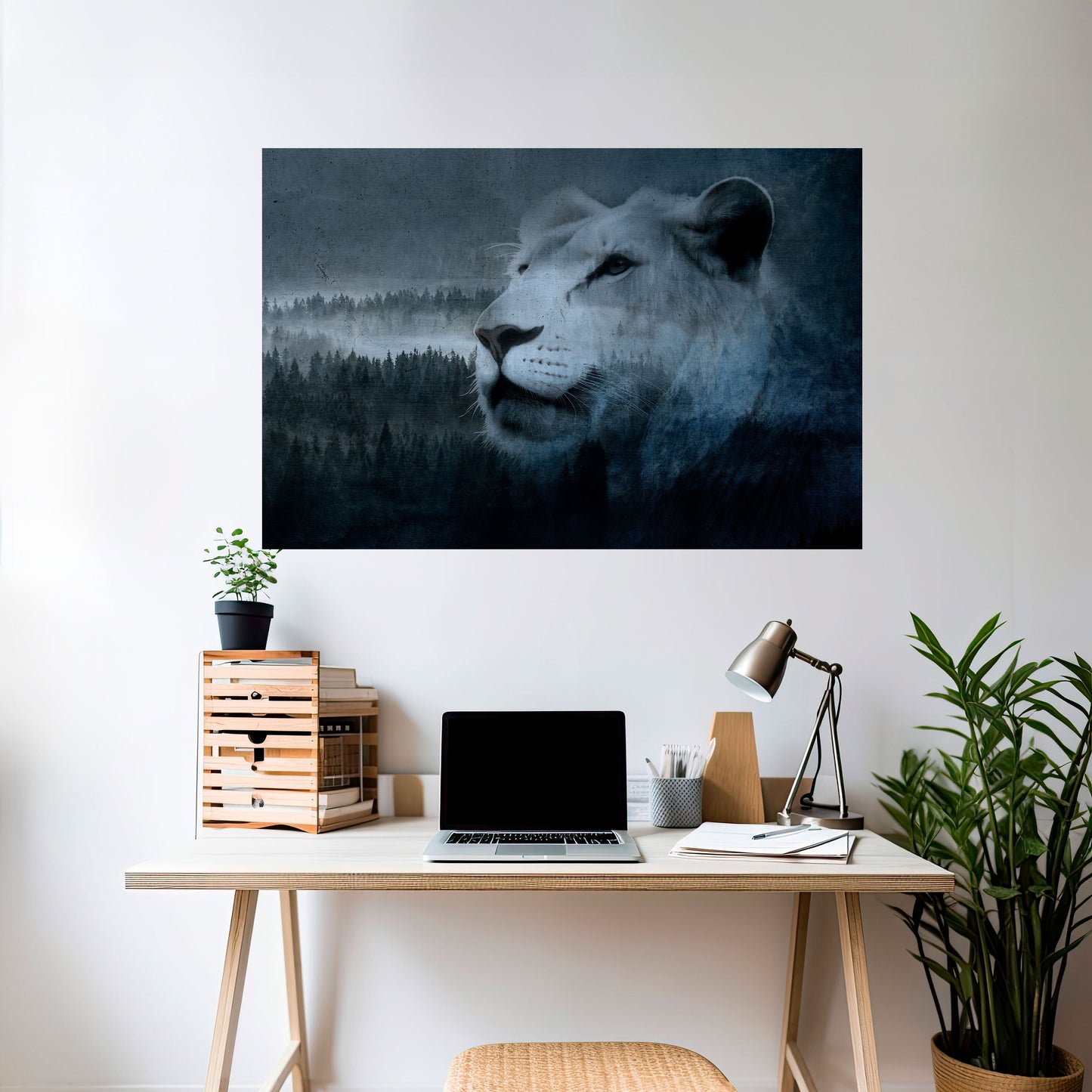 LEJONS HARMONI I BLÅTT, självhäftande poster