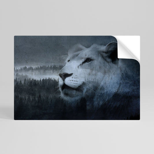 LION'S HARMONY IN BLUE Peel and Stick Horizontal Poster