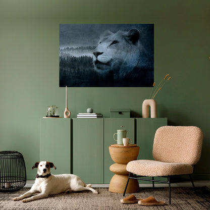 LEJONS HARMONI I BLÅTT, självhäftande poster