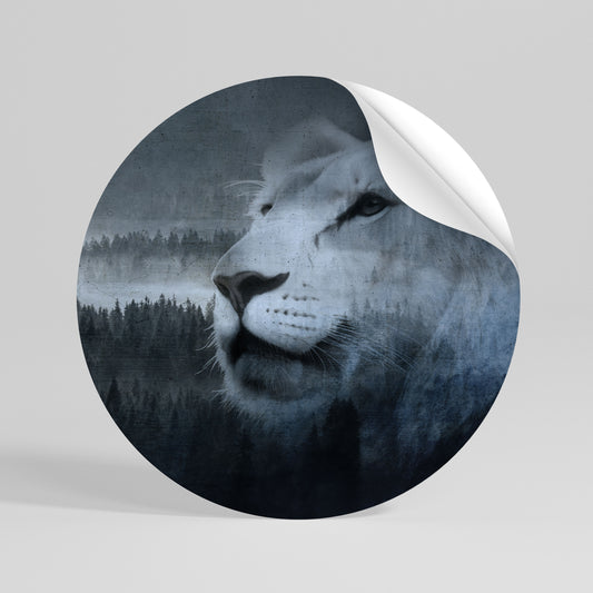 LION'S HARMONY IN BLUE Rund väggdekal