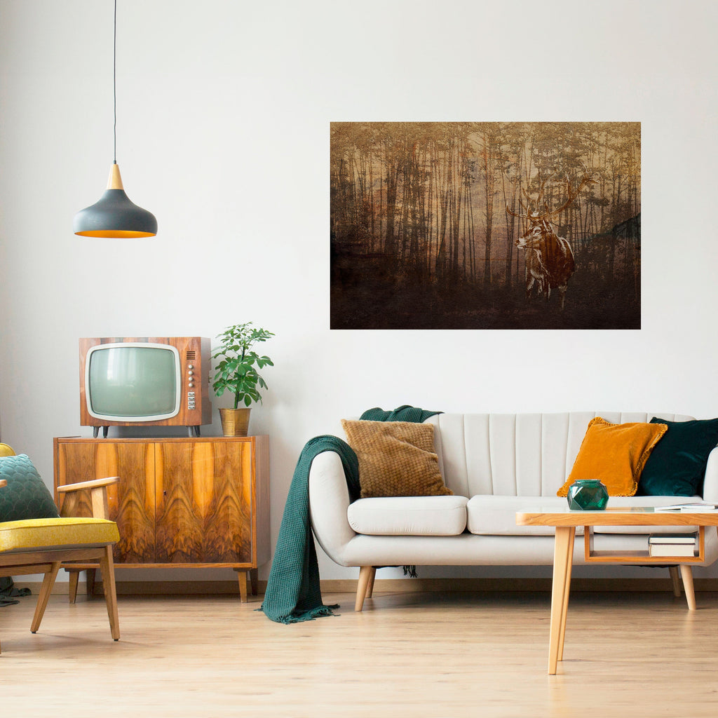 VISKANDE SKOGS MYSTIK Horisontell Poster med självhäftande text