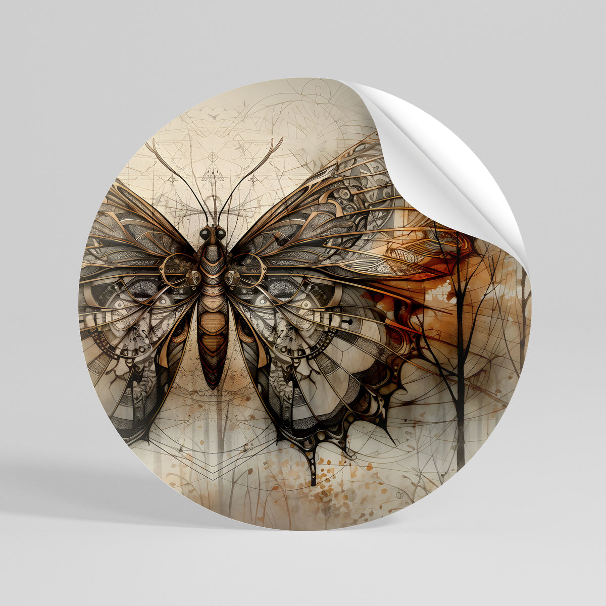 MECHANICAL BEAUTY UNVEILED Rund väggdekal