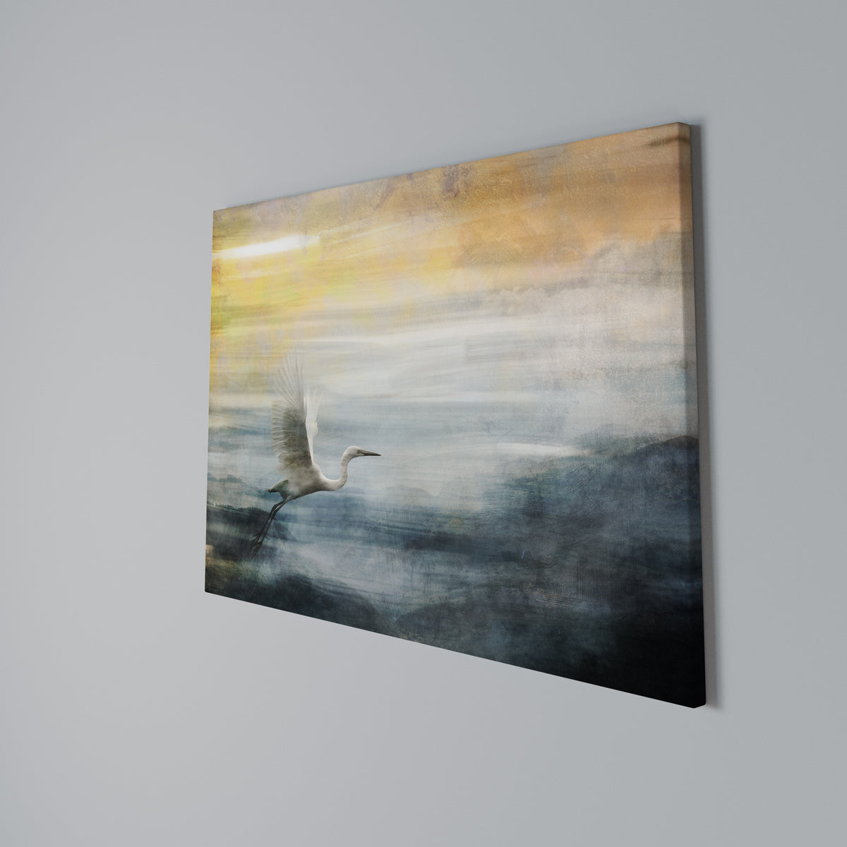 HERON IN FLY Horizontal Canvas Print