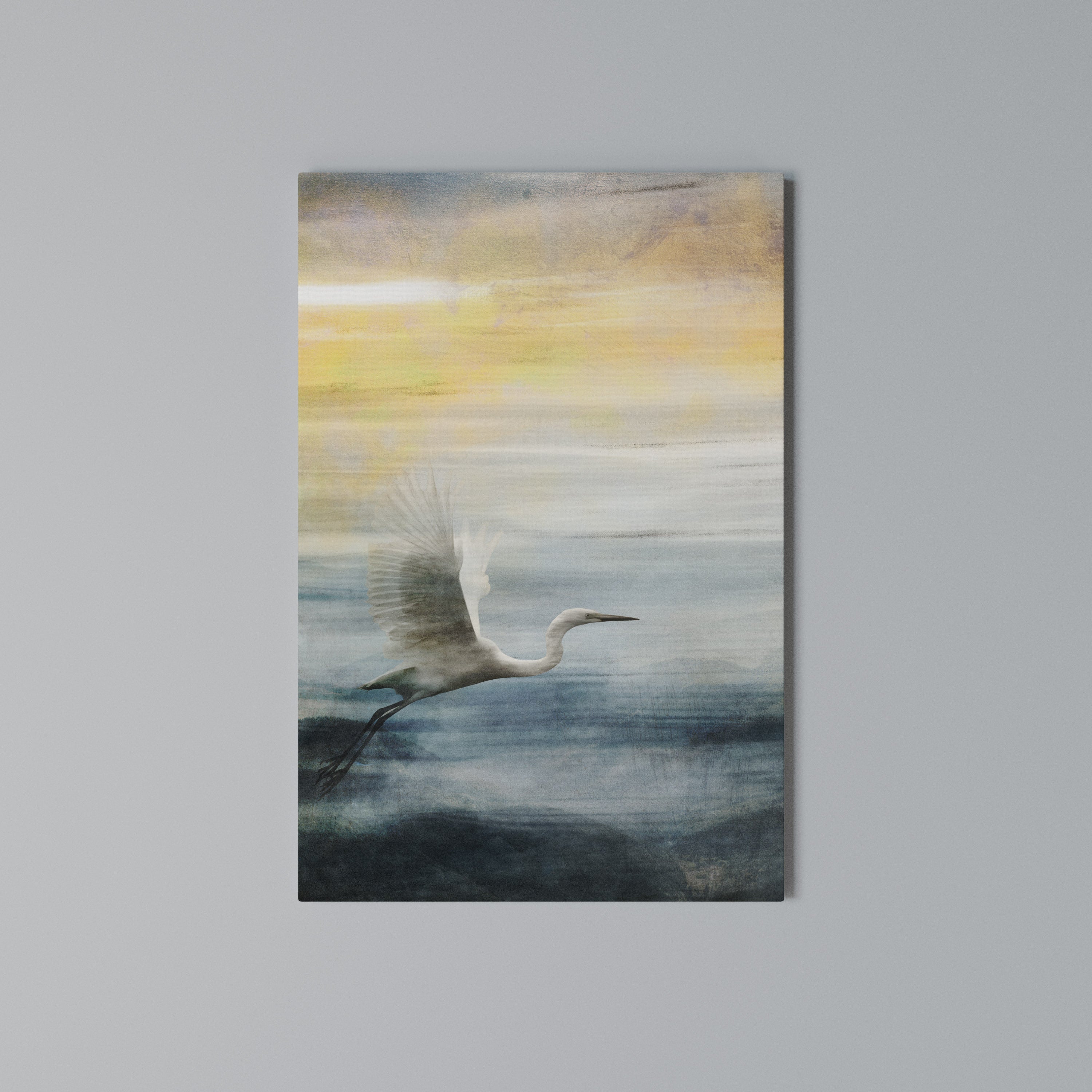 HERON IN FLY Vertical Canvas Print