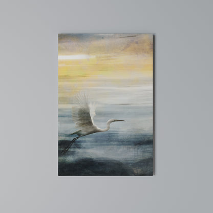 HERON IN FLY Vertical Canvas Print