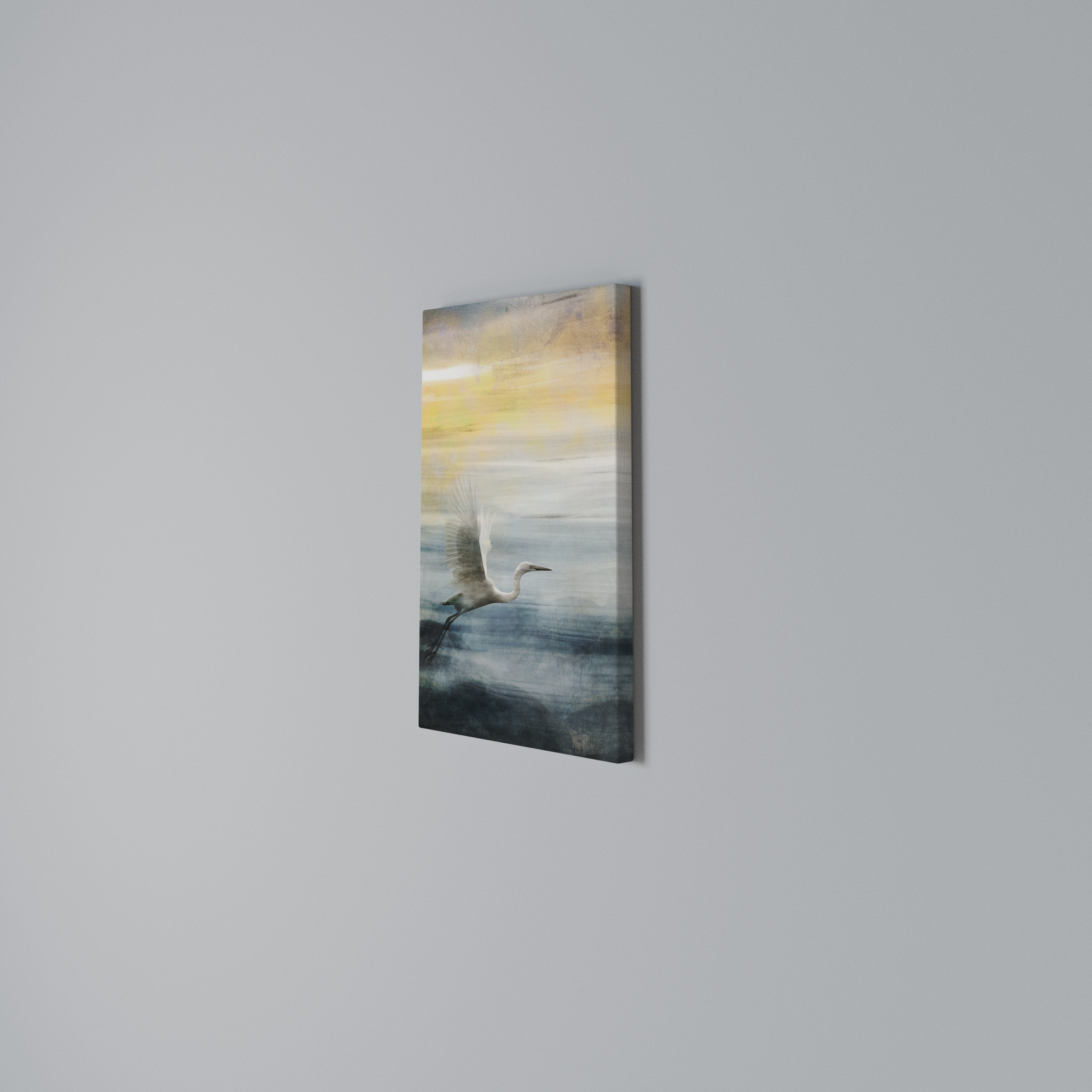 HERON IN FLY Vertical Canvas Print